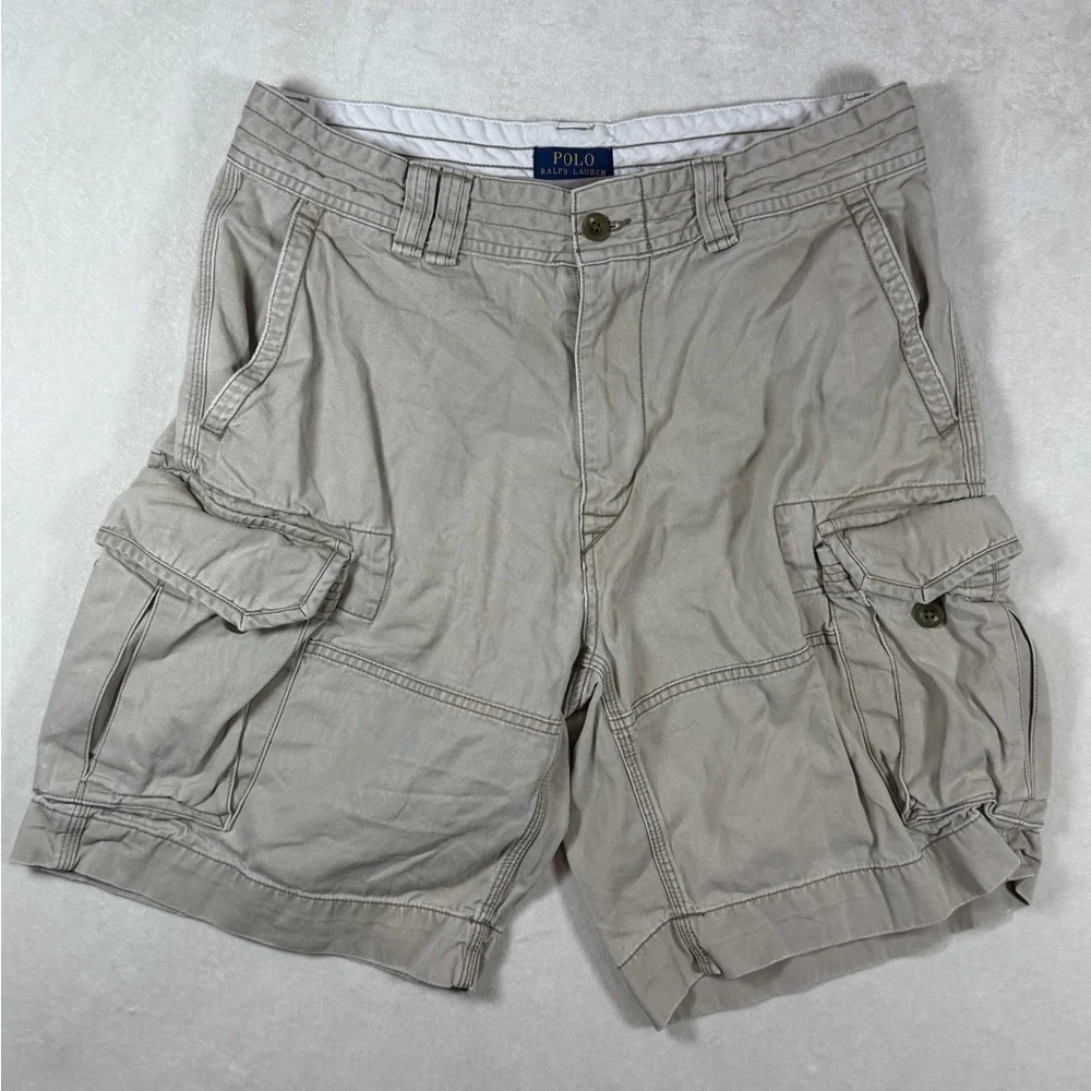 Polo Ralph Lauren 33W Classic Men's Tan Cargo Fatigue Military Outdoor Shorts